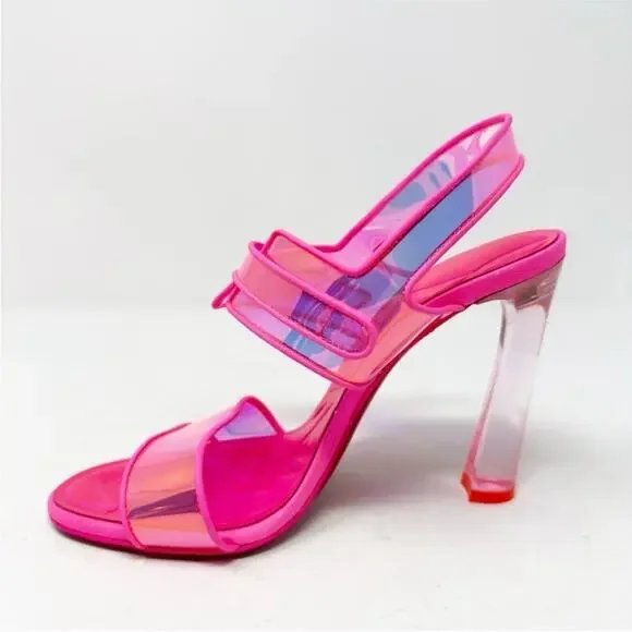 Christian Louboutin Loubi Duniss PVC Pink Iridescent Heels Womens Size EU 37 - Picture 7 of 11